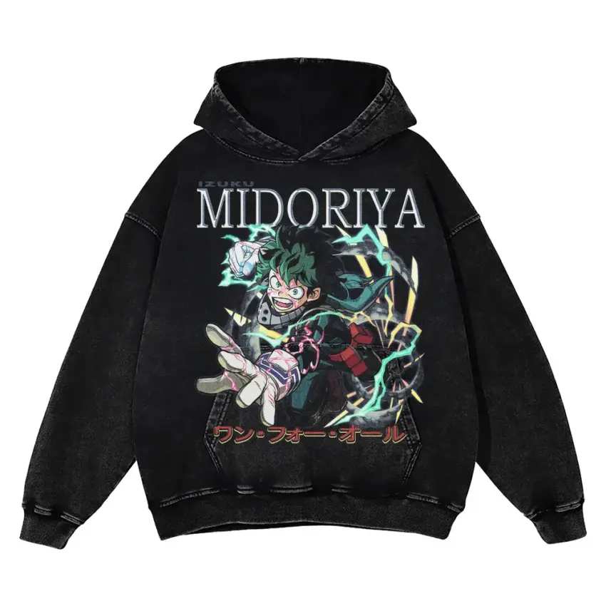 Inheritor Of One For All Aicd Wash Oversized Hoodie