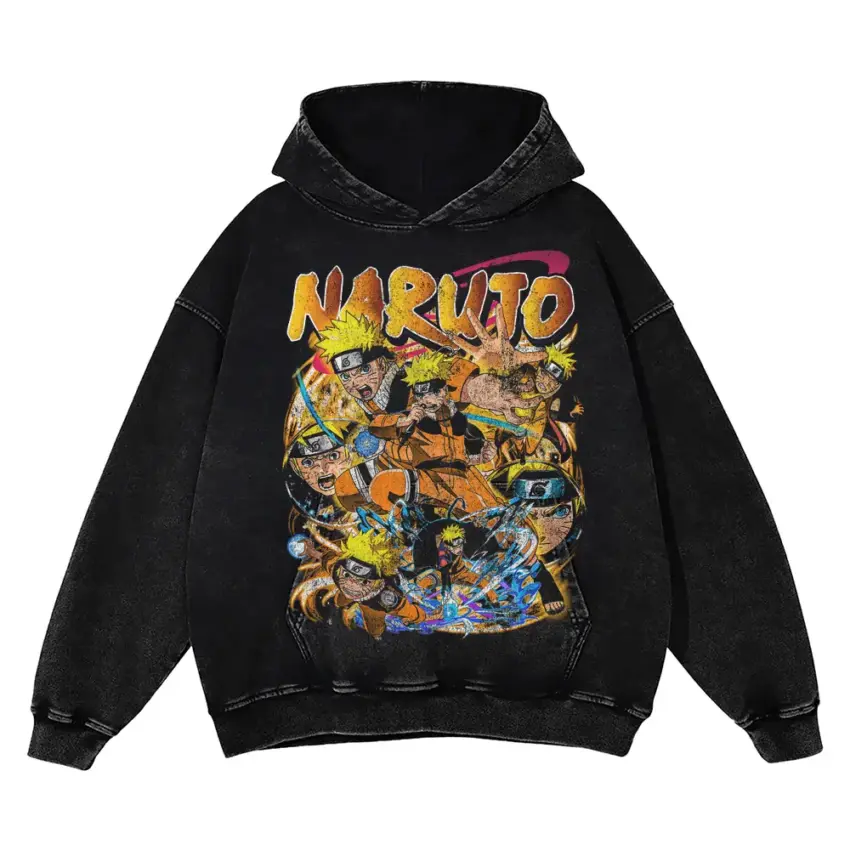 Ninja Academy Days Aicd Wash Oversized Hoodie