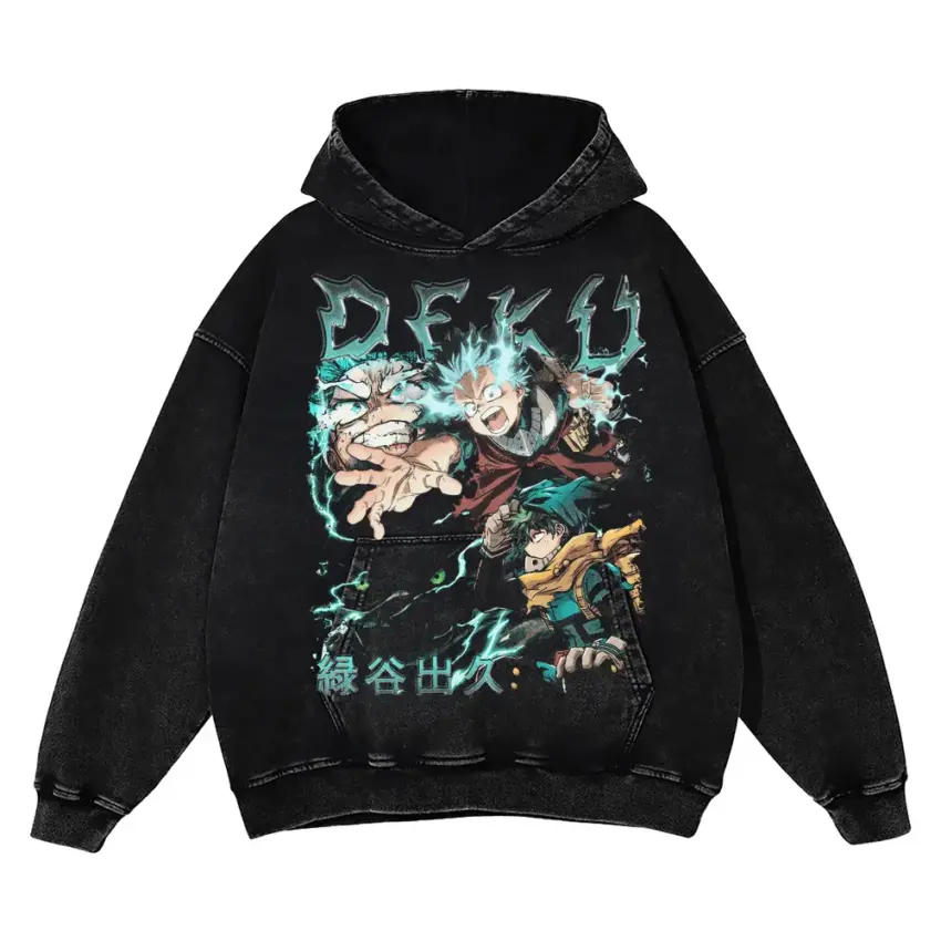 Smash For All Deku Aicd Wash Oversized Hoodie