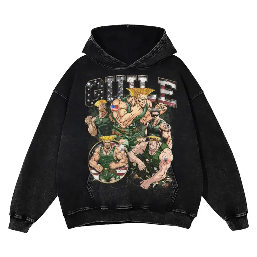 Sonic Boom Soldier Aicd Wash Oversized Hoodie
