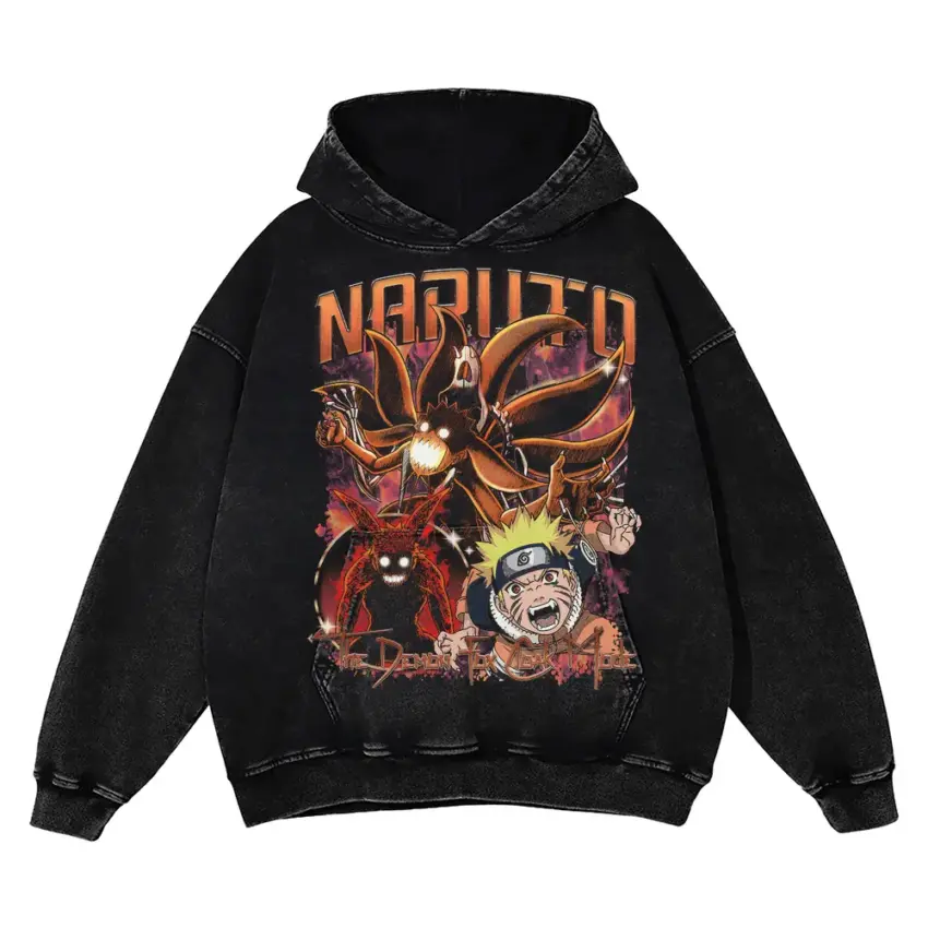 Tailed Beast Tamer Aicd Wash Oversized Hoodie