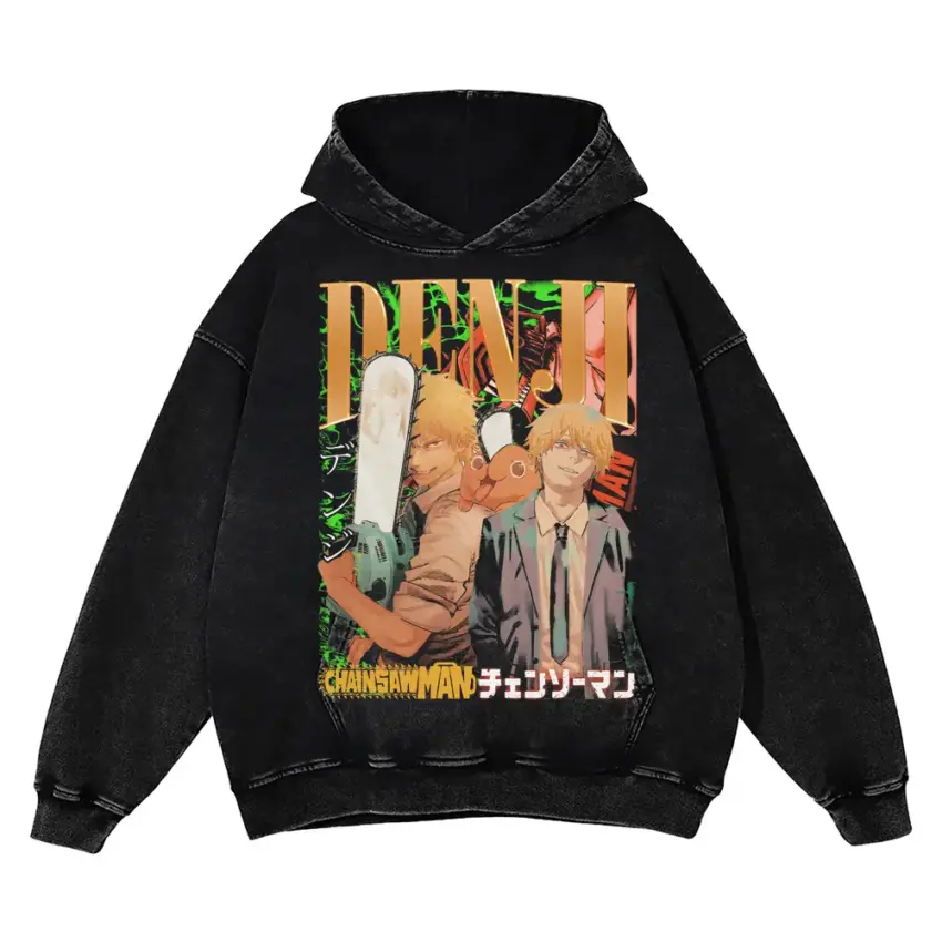 The Chainsaw Man Aicd Wash Oversized Hoodie