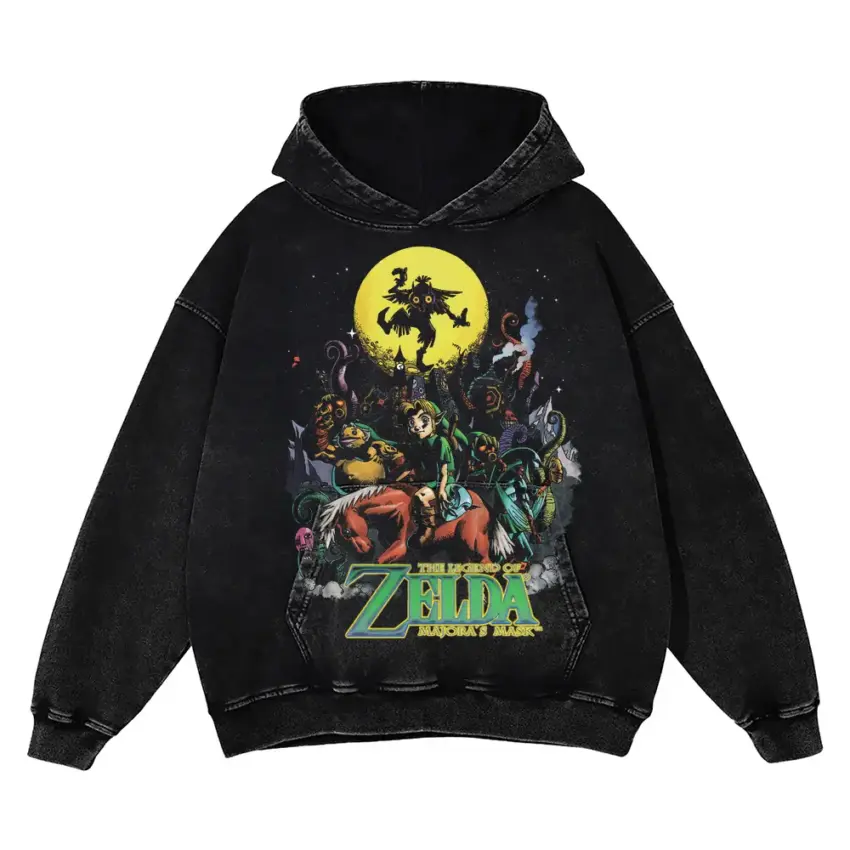 Triforce Versus Ganon Aicd Wash Oversized Hoodie