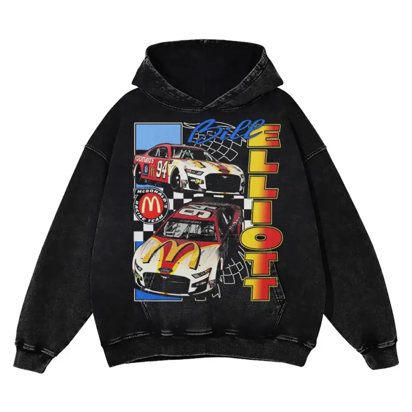 Awesome Bill Elliott Legacy Aicd Wash Oversized Hoodie