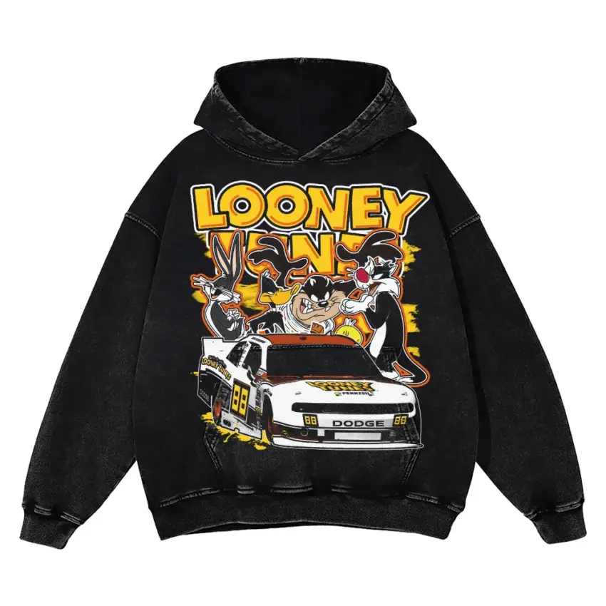 Tune Squad Racing Aicd Wash Oversized Hoodie