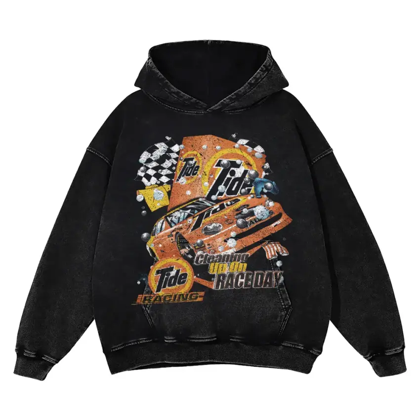 Tide Racing Raceway Aicd Wash Oversized Hoodie