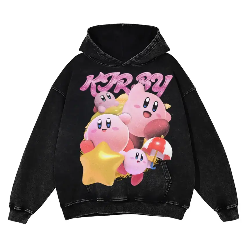 Kirby Super Star Aicd Wash Oversized Hoodie