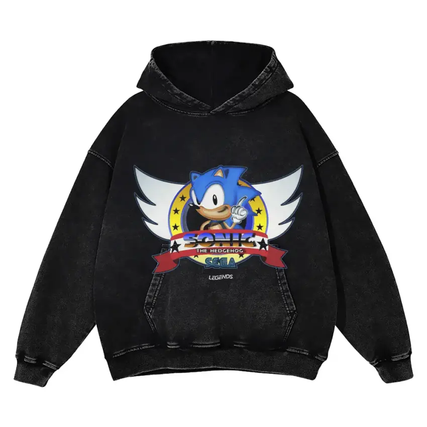 Sonic Victory Lap Aicd Wash Oversized Hoodie