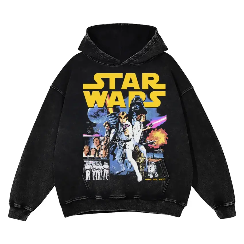 A Galaxy Far Far Away Aicd Wash Oversized Hoodie