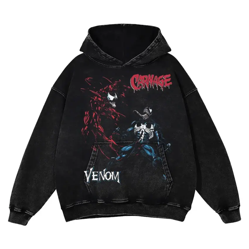 Symbiotic Showdown Aicd Wash Oversized Hoodie