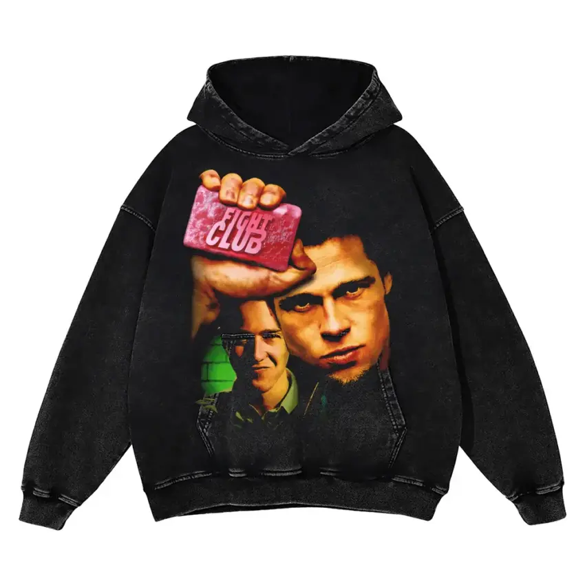 The First Rule Of Fight Club Aicd Wash Oversized Hoodie