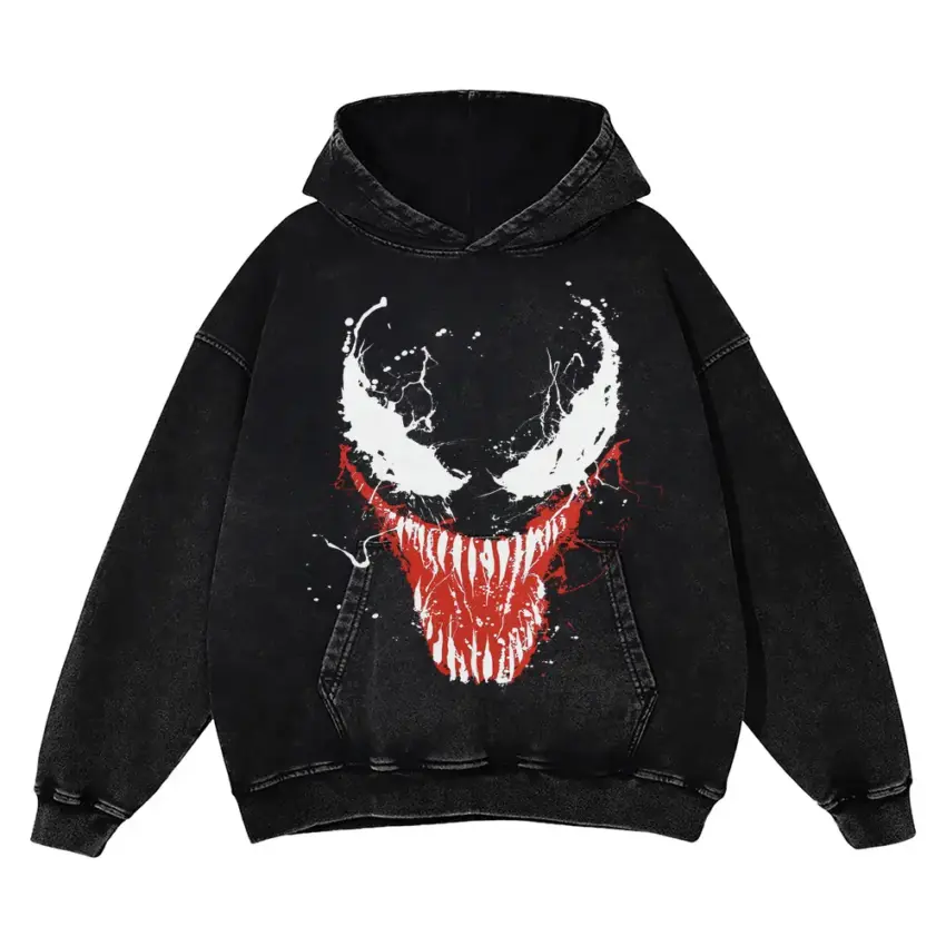 The Symbiote's Smile Aicd Wash Oversized Hoodie