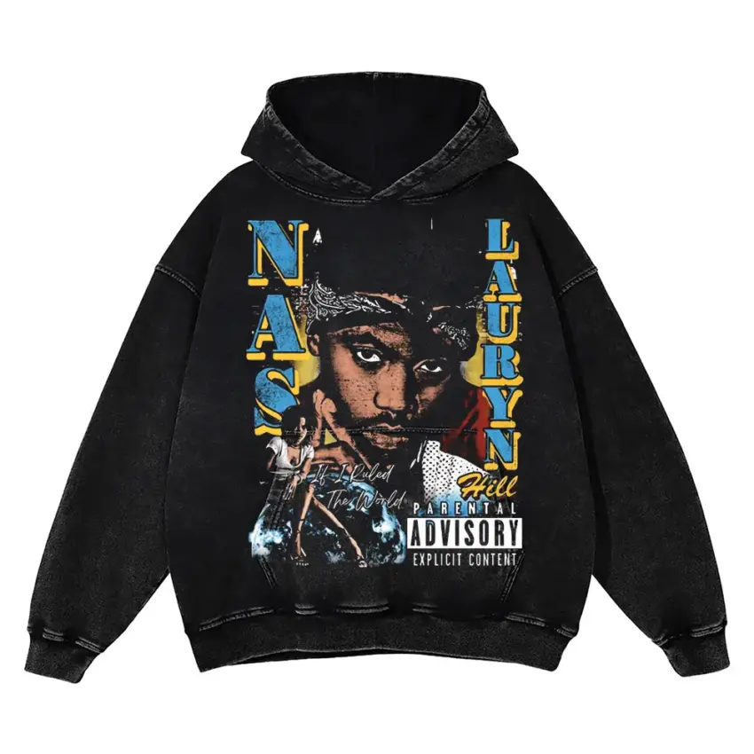 2Pac Apocalypse Now Aicd Wash Oversized Hoodie