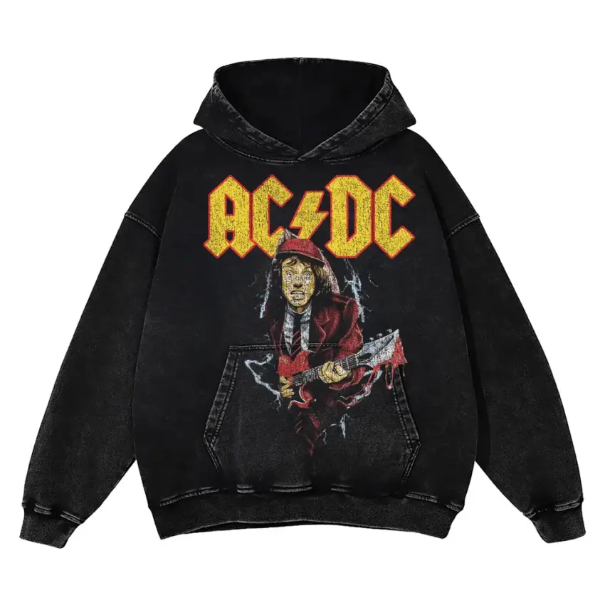 ACDC Angus Young Aicd Wash Oversized Hoodie