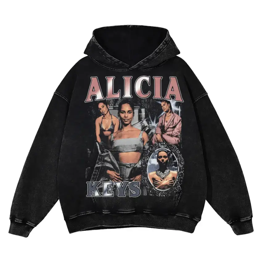 Alicia Keys Collage Aicd Wash Oversized Hoodie