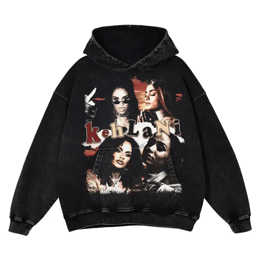 Aaliyah Tribute Collage Aicd Wash Oversized Hoodie
