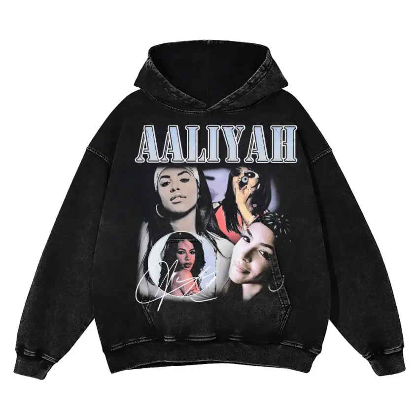 Aaliyah Princess Of Rnb Aicd Wash Oversized Hoodie