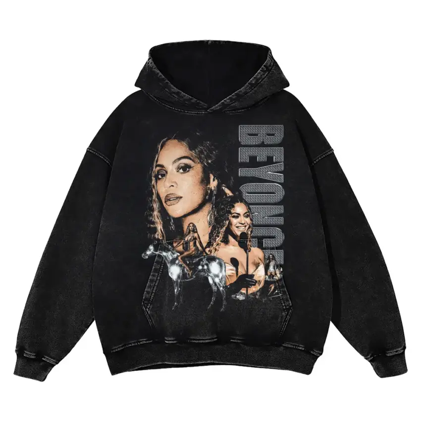Beyonce Portrait Of A Queen Aicd Wash Oversized Hoodie