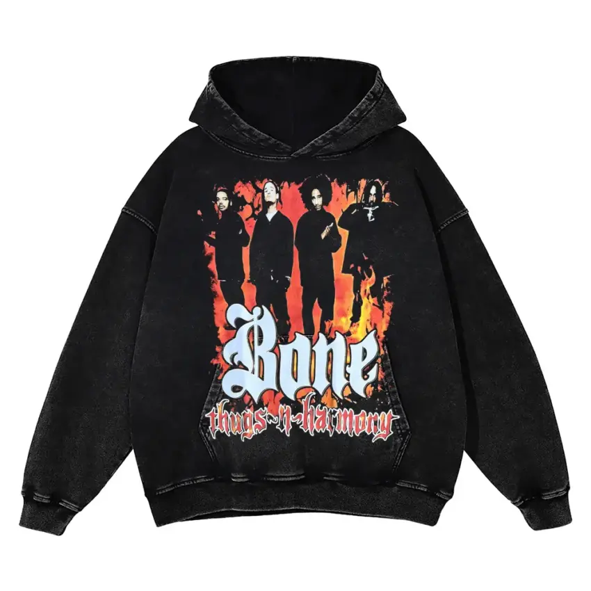 Bone Thugs N Harmony Tribute Aicd Wash Oversized Hoodie