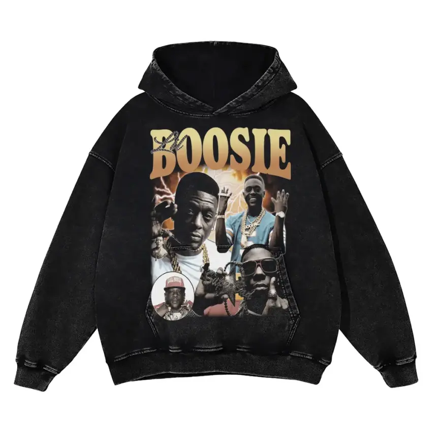 Boosie Badazz Collage Aicd Wash Oversized Hoodie