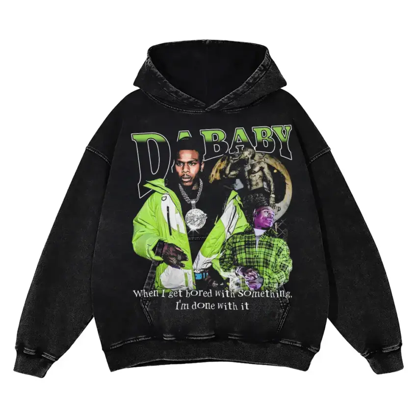 DaBaby Artistic Struggle Aicd Wash Oversized Hoodie