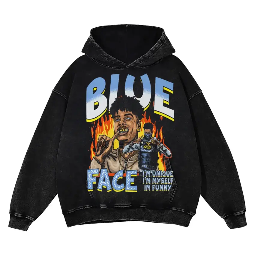 Choppa Blue Face Aicd Wash Oversized Hoodie