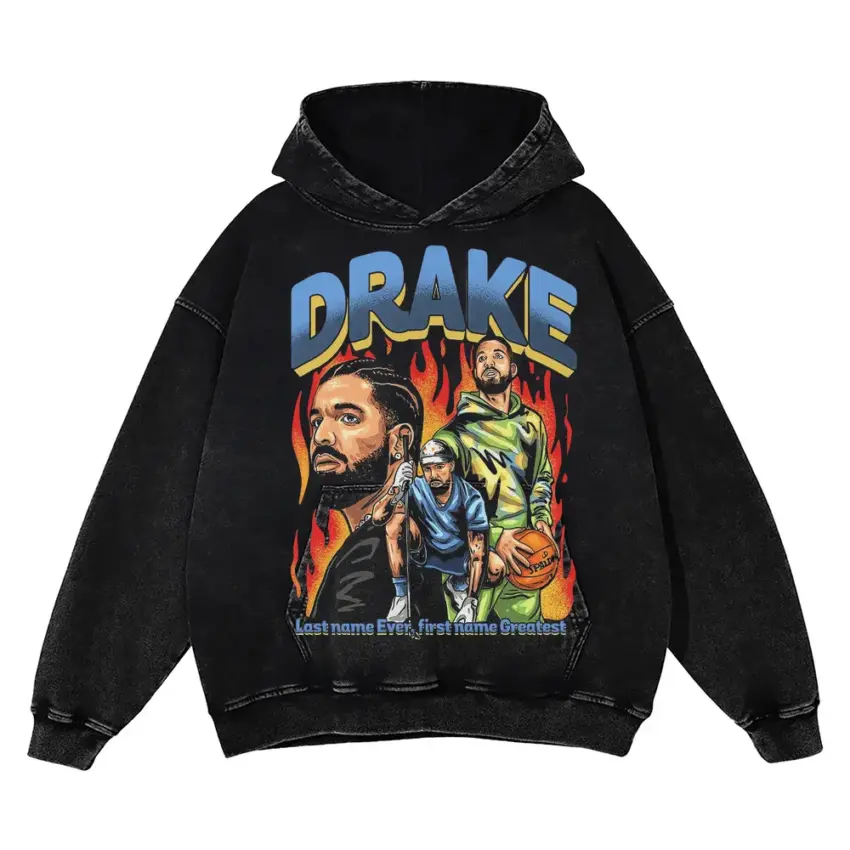 Drake Last Name Ever First Name Greatest Aicd Wash Oversized Hoodie