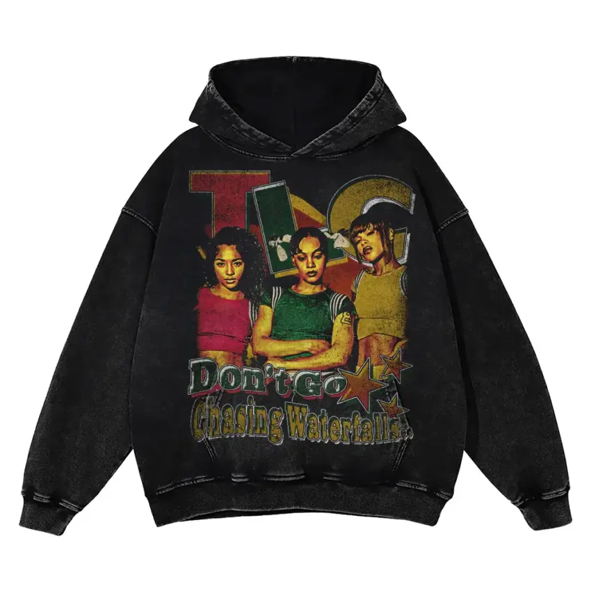 Dont Go Chasing Waterfalls Aicd Wash Oversized Hoodie