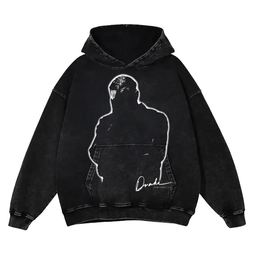 Drake Shadow Silhouette Aicd Wash Oversized Hoodie