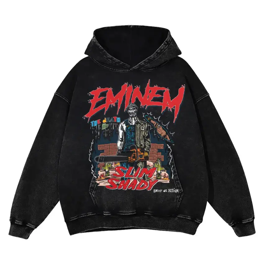 Eminem The Slim Shady LP Aicd Wash Oversized Hoodie