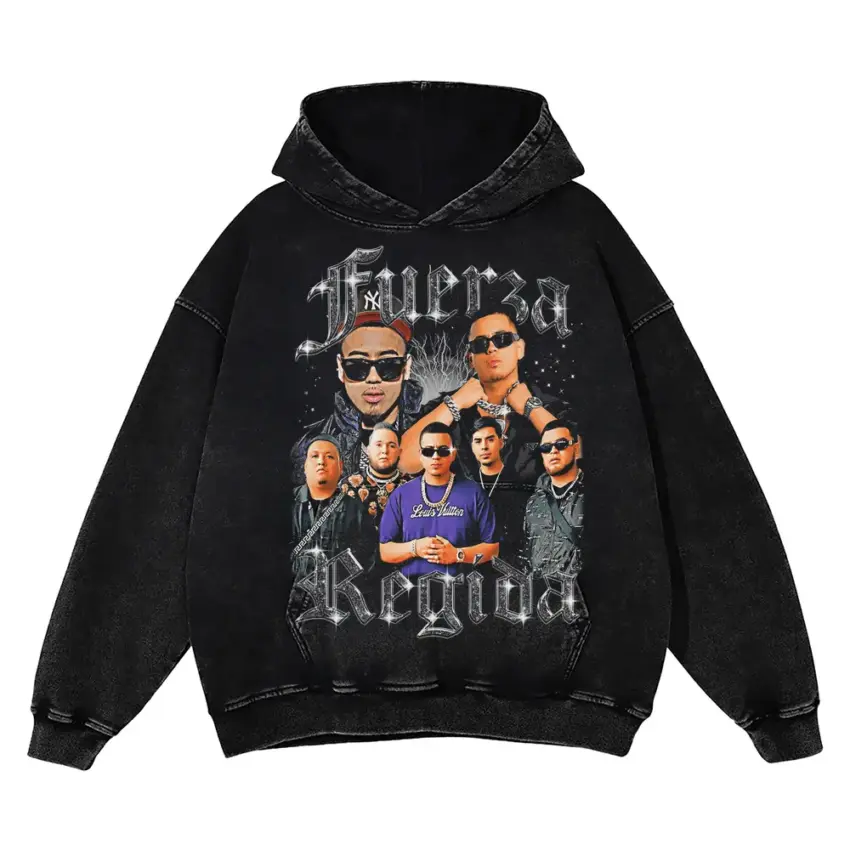 Fuerza Regida Tribute Aicd Wash Oversized Hoodie