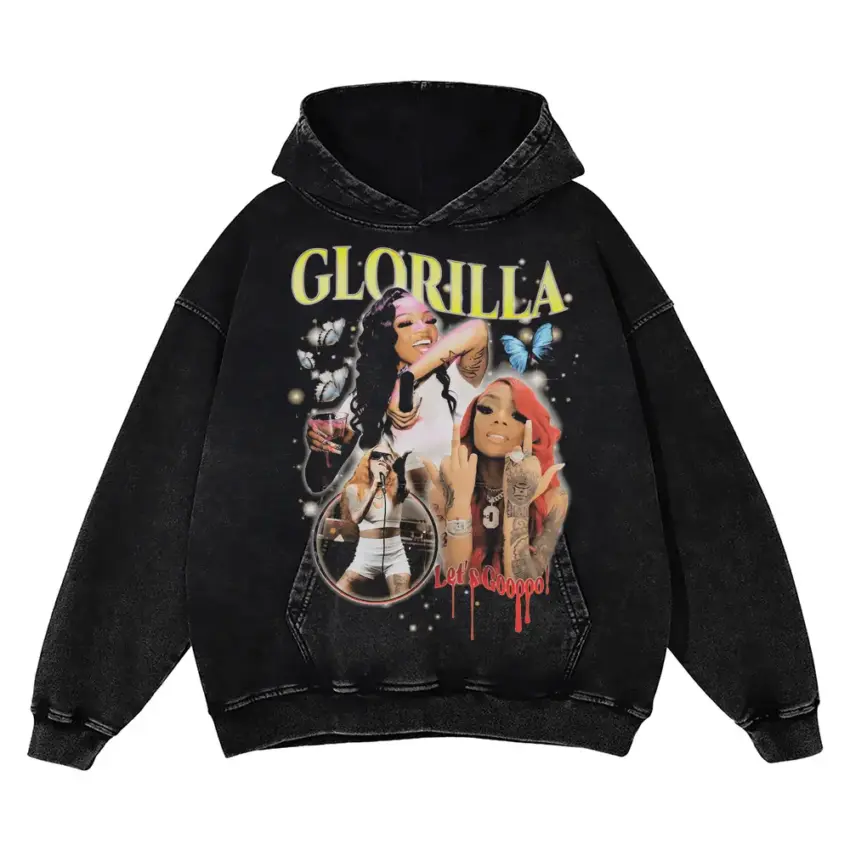 GloRilla Big Glo Tribute Aicd Wash Oversized Hoodie