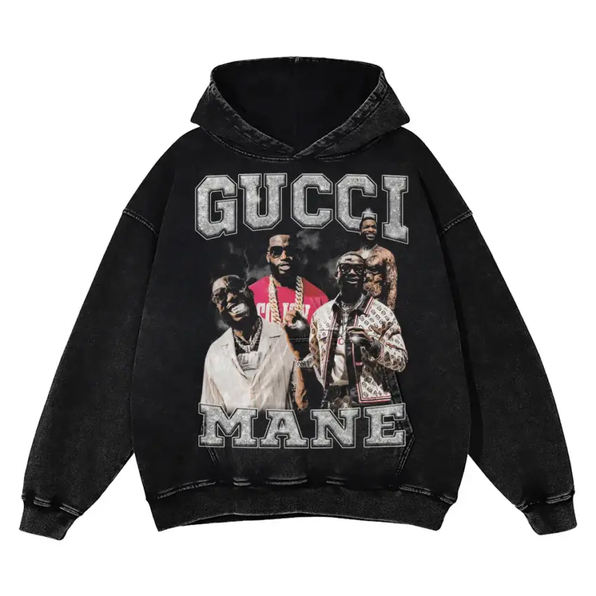 Gucci Mane Trap God Aicd Wash Oversized Hoodie