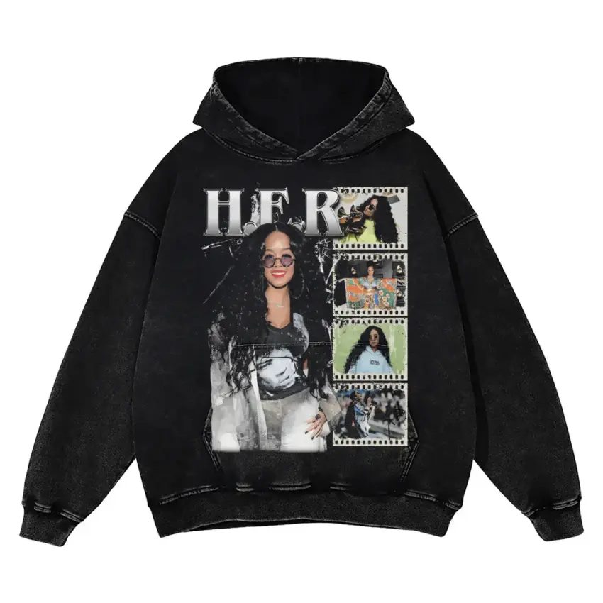 HER Back Of My Mind Aicd Wash Oversized Hoodie