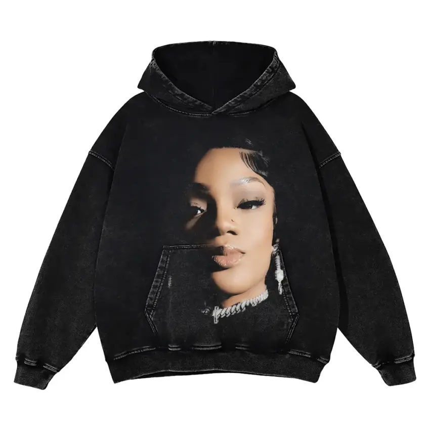 GloRilla FNF Portrait Aicd Wash Oversized Hoodie