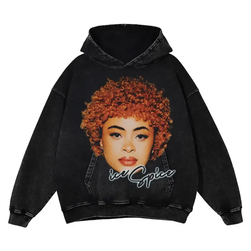 Ice Spice Munch Queen Aicd Wash Oversized Hoodie