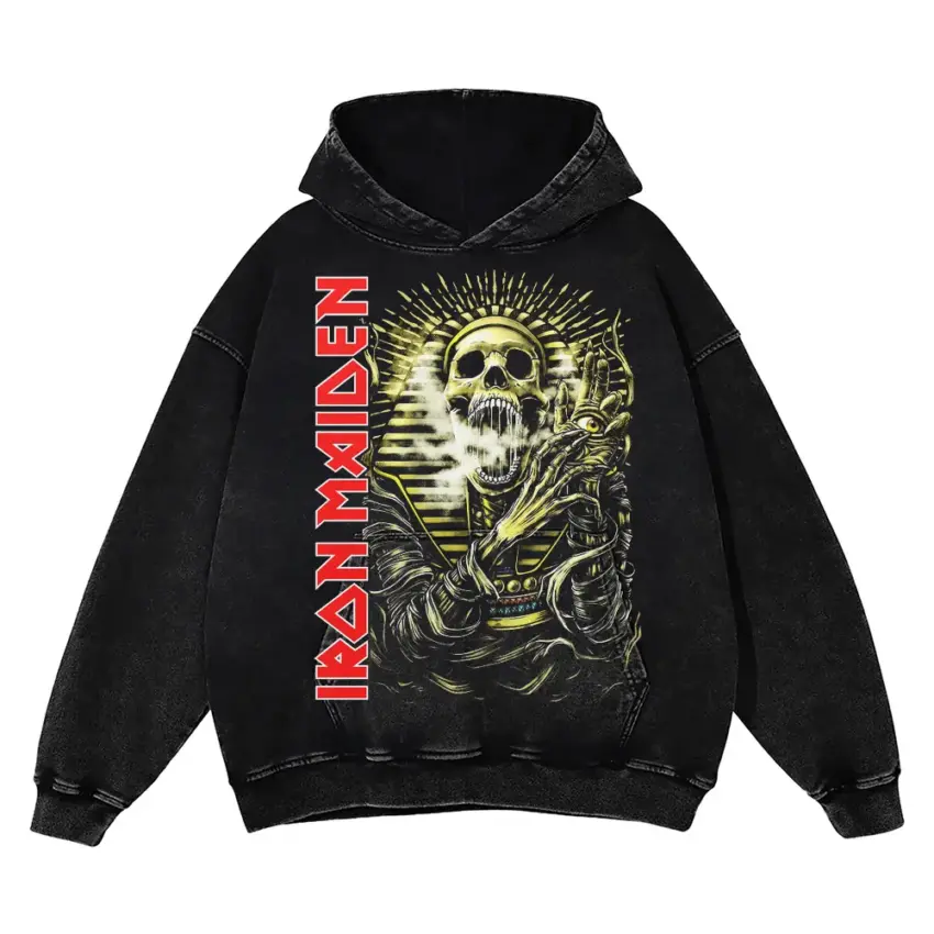 Iron Maiden Hallowed Ground Aicd Wash Oversized Hoodie