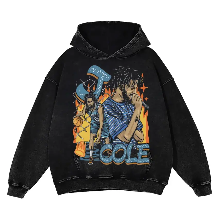 J Cole The Off Season Aicd Wash Oversized Hoodie