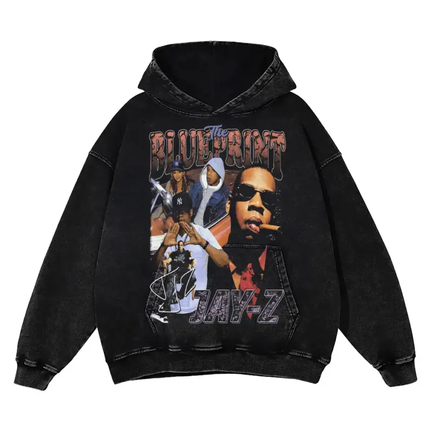 Jay Z The Blueprint Aicd Wash Oversized Hoodie
