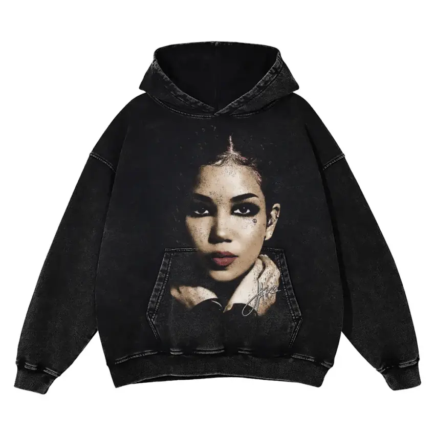 Jhene Aiko Portrait Aicd Wash Oversized Hoodie