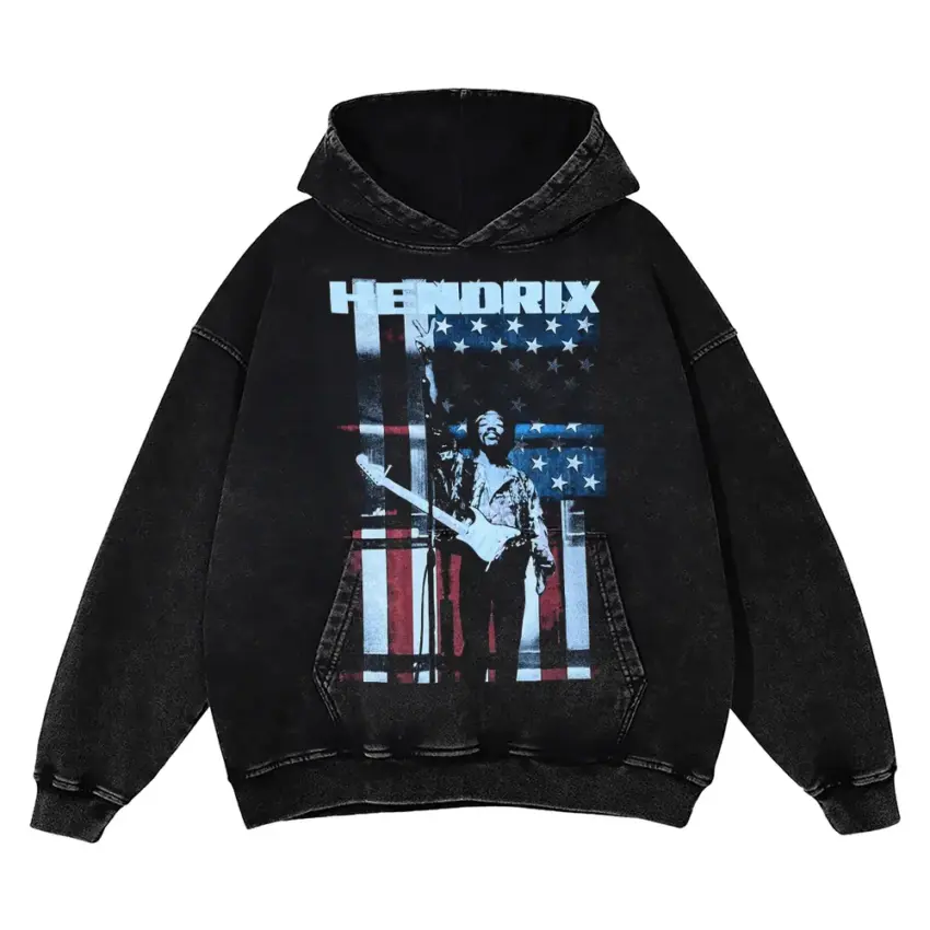 Jimi Hendrix Electric Ladyland Aicd Wash Oversized Hoodie