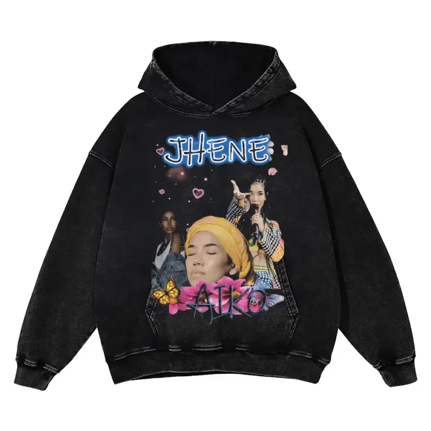 Jhene Aiko Butterfly Effect Aicd Wash Oversized Hoodie