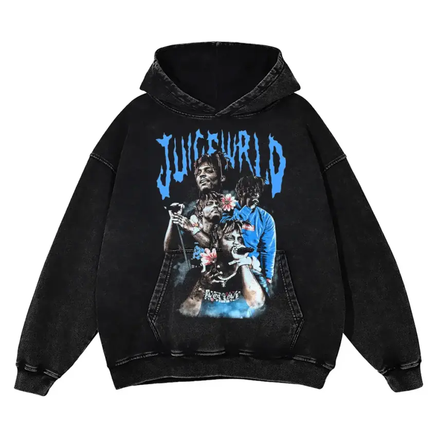 Juice WRLD Fighting Demons Aicd Wash Oversized Hoodie