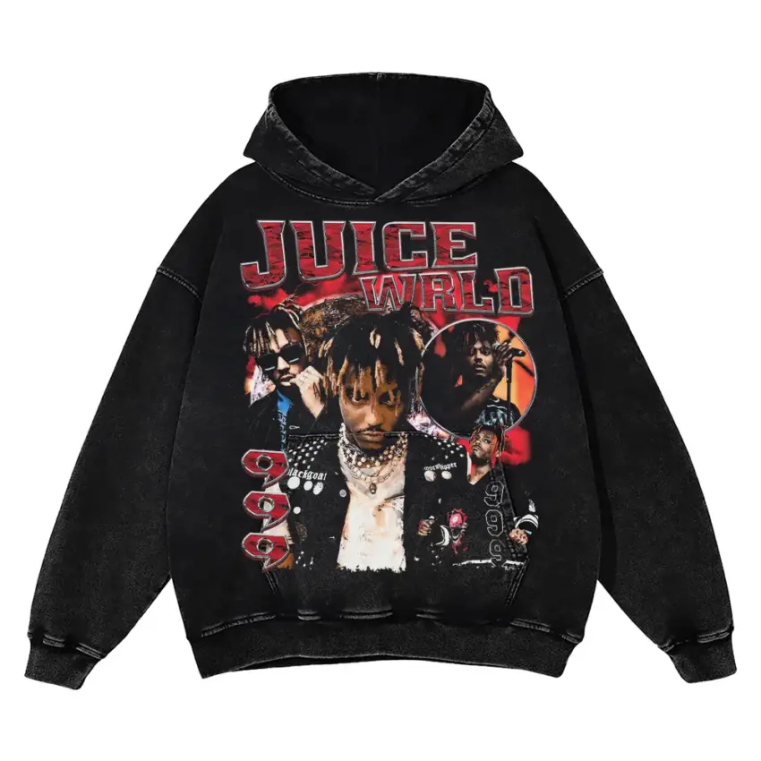 Juice WRLD Tribute Aicd Wash Oversized Hoodie