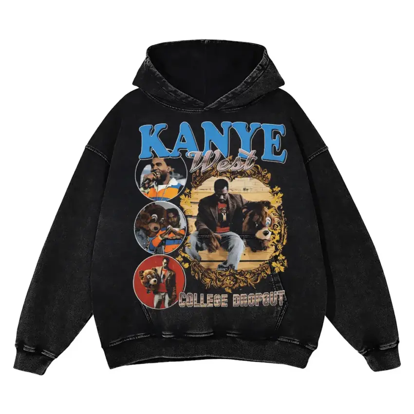 Kanye West The College Dropout Aicd Wash Oversized Hoodie