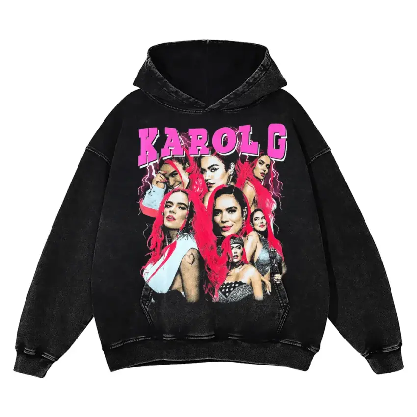 Karol G Red Hair Era Aicd Wash Oversized Hoodie