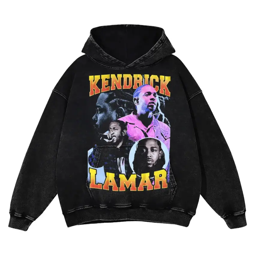 Kendrick Lamar Vibrant King Aicd Wash Oversized Hoodie