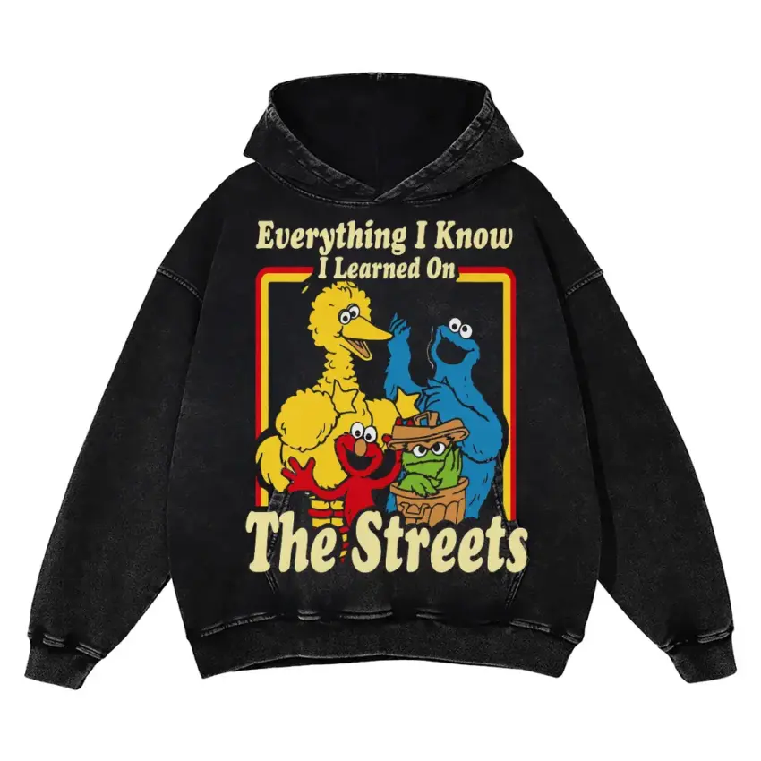 Learned On The Streets Aicd Wash Oversized Hoodie
