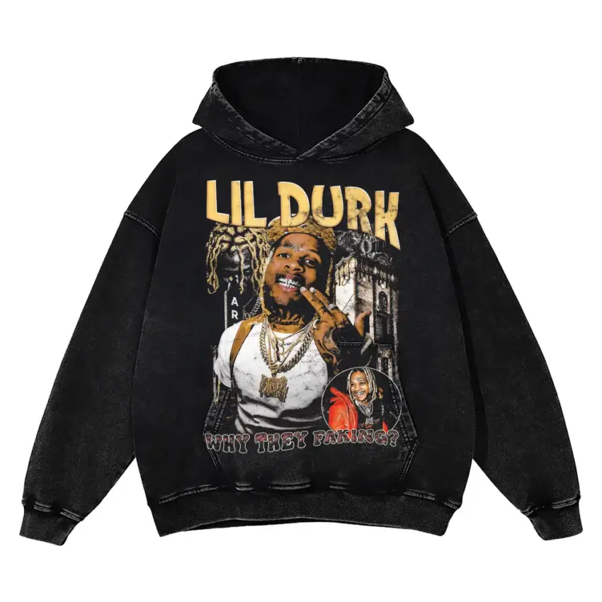 Lil Durk 7220 Era Aicd Wash Oversized Hoodie
