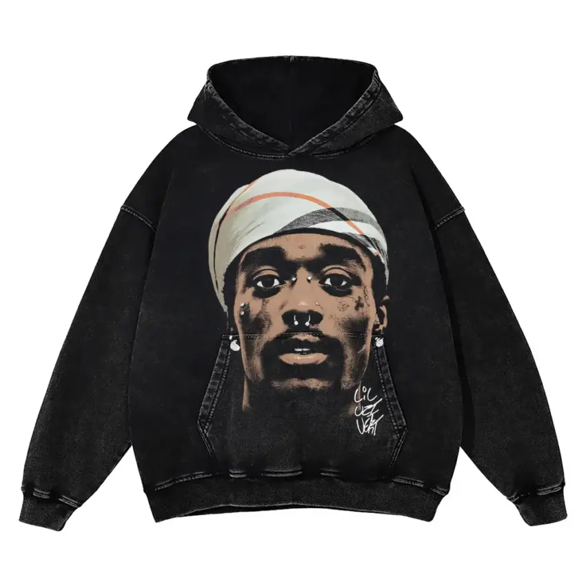 Lil Uzi Vert Portrait Aicd Wash Oversized Hoodie